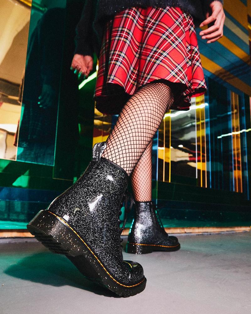 Dr Martens Youth 1460 Glitter Snørestøvler Børn Sort | DK 707ILH